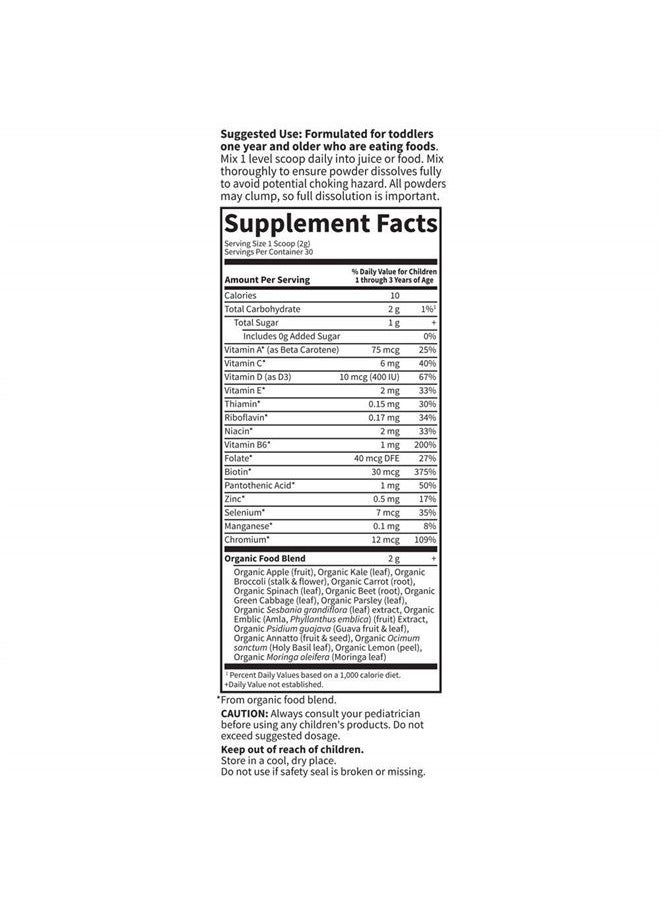Garden of Life - Kids Multivitamin Powder, Daily Vitamins and Minerals for Toddlers & Kids - Organic Toddler Multi Powder with 15 Vitamin C, D3, Zinc for Healthy Growth - Gluten Free - 30 Day Supply - Image 1