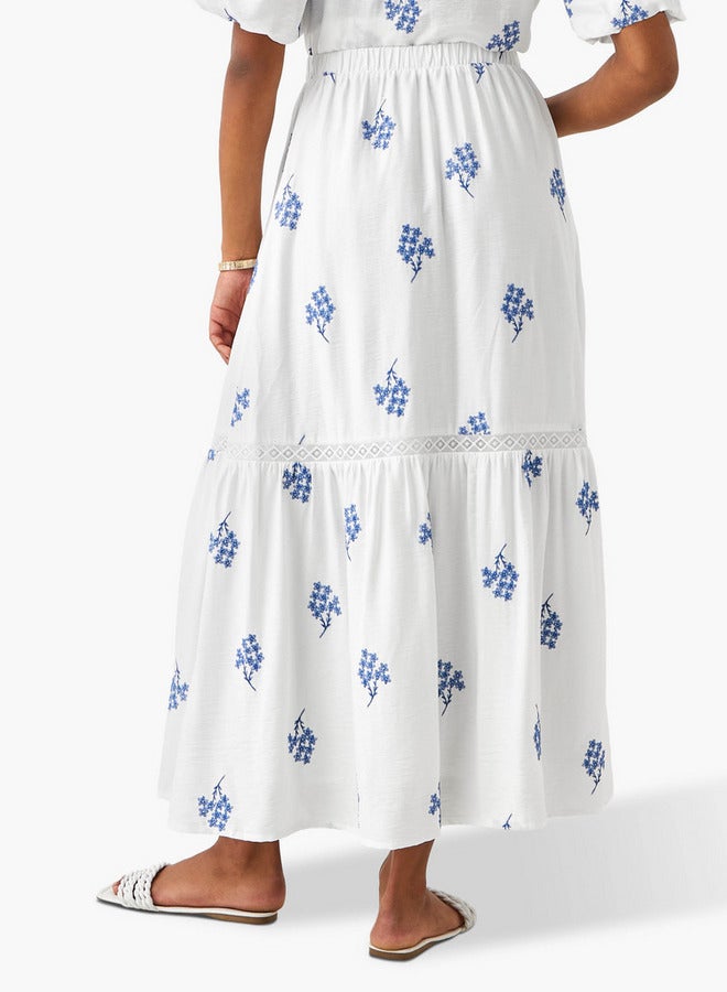 تواكستريمز تنورة ماكسي مطرزة بلمسات دانتيل - Image 3