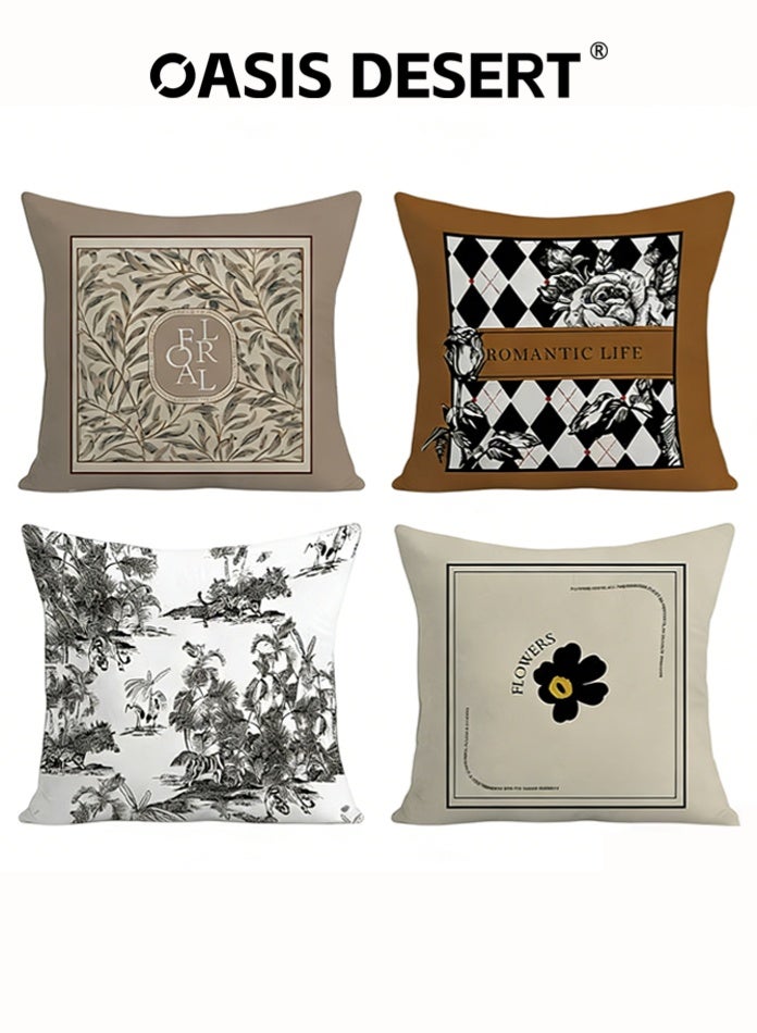 OASIS DESERT Nordic Ins Style Cushion Covers Set of 4, Throw Pillow Cover, Abstract Modern Decorative Couch Pillow Case 45cm x 45cm, For Living Room Sofa Car Couch Bed Pillowcases （Double Sided Pattern） - Image 1