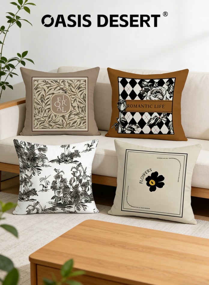 OASIS DESERT Nordic Ins Style Cushion Covers Set of 4, Throw Pillow Cover, Abstract Modern Decorative Couch Pillow Case 45cm x 45cm, For Living Room Sofa Car Couch Bed Pillowcases （Double Sided Pattern） - Image 4