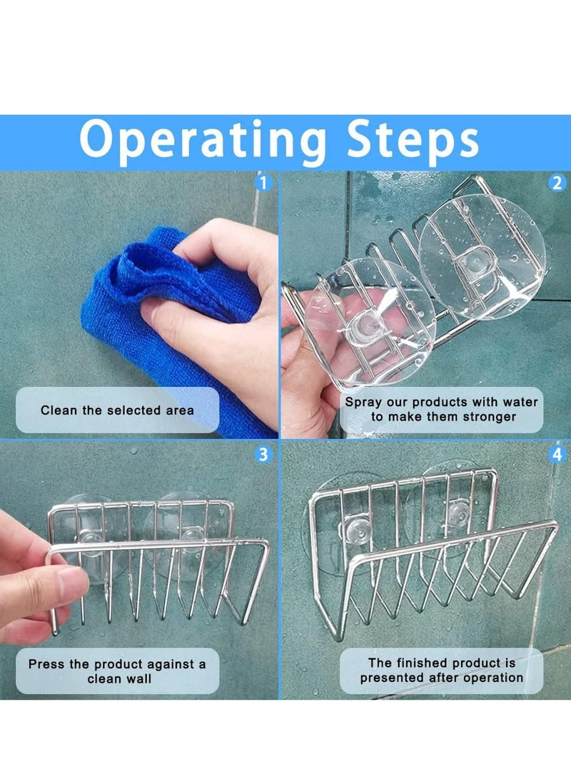 Loquat 2 Pack Stainless Steel Kitchen Sink Sponge Holder with 4 Suction Cups - Sink Basket Storage Rack for Sponge - Image 4