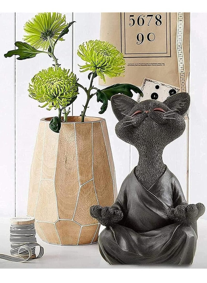 JOGAMS Whimsical Cat Figurine Meditation Yoga Decor Collectible Cat Lover Gifts for Women Black  - Image 2