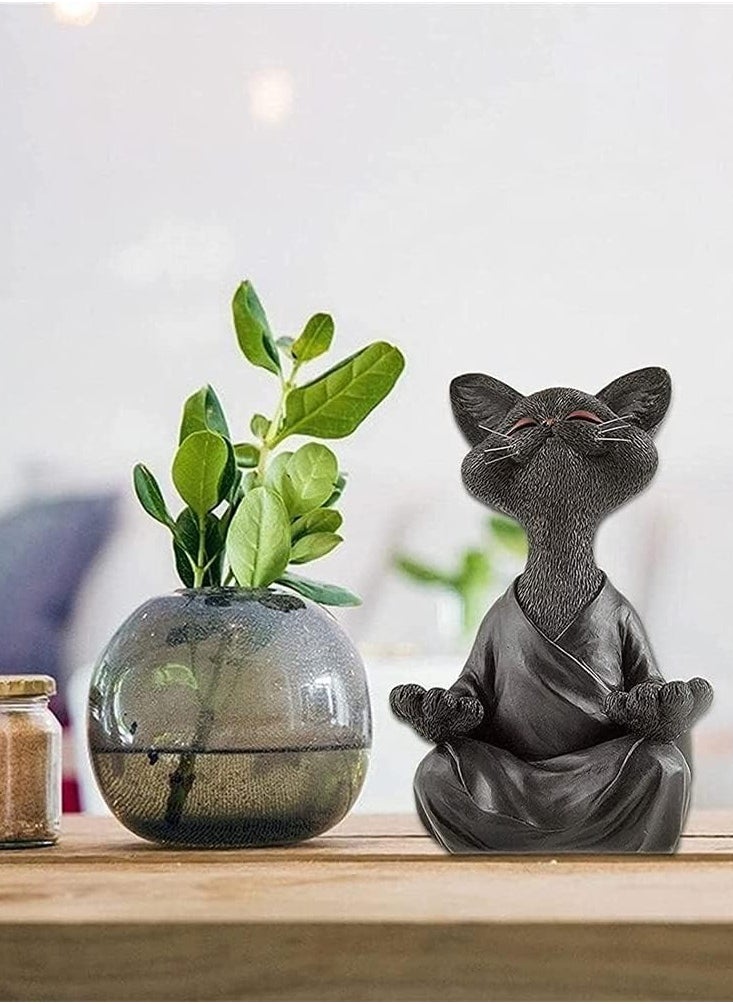 JOGAMS Whimsical Cat Figurine Meditation Yoga Decor Collectible Cat Lover Gifts for Women Black  - Image 3