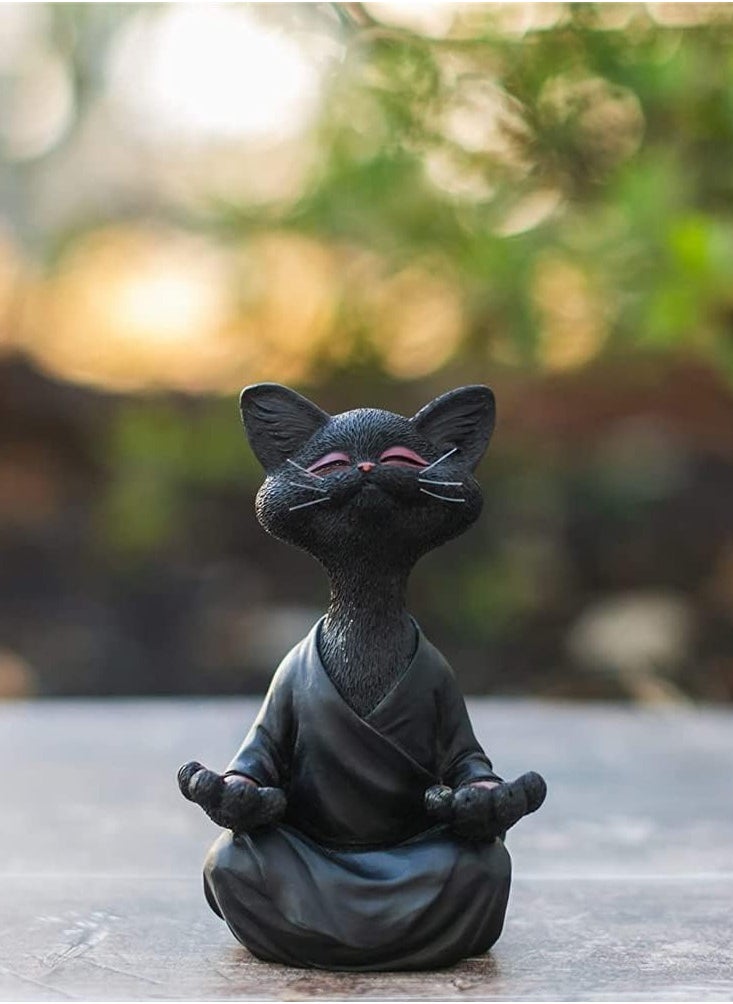 JOGAMS Whimsical Cat Figurine Meditation Yoga Decor Collectible Cat Lover Gifts for Women Black  - Image 5