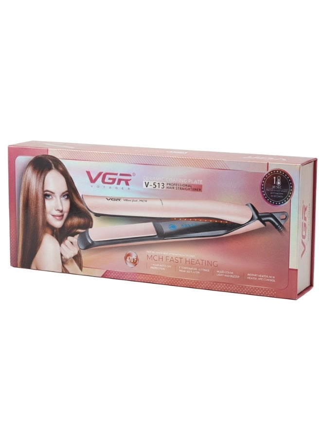 VGR Professional Ceramic Hair Straightener V-513 – Fast Heating Flat Iron with Touch Control & Salon-Quality Results Advanced Hair Styling Tool with Adjustable Temperature, Auto Shut-Off & 360° Swivel Cord for Smooth, Shiny Hair pink - Image 2
