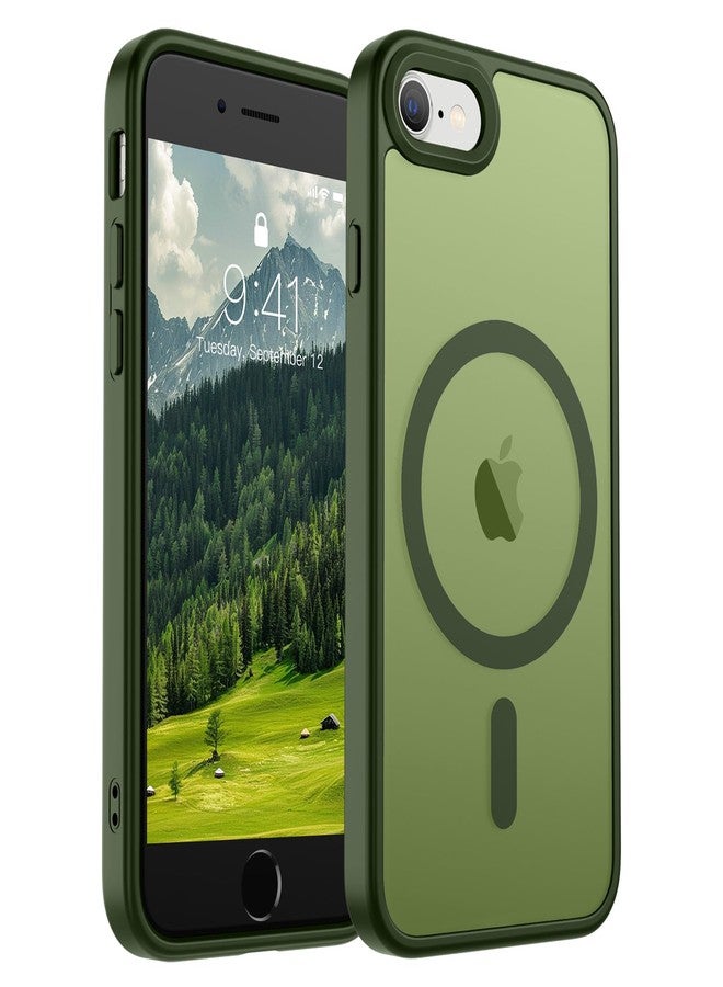 SUPFINE Magnetic for iPhone SE Case 2022 (3rd)/2020 (2nd), iPhone 8 Case (Compatible with MagSafe) (Military Grade Drop Protection) Slim Translucent Matte Phone Case, Cangling Green - Image 1