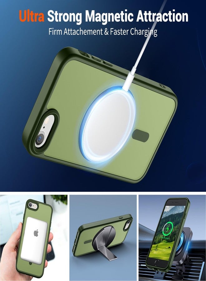 SUPFINE Magnetic for iPhone SE Case 2022 (3rd)/2020 (2nd), iPhone 8 Case (Compatible with MagSafe) (Military Grade Drop Protection) Slim Translucent Matte Phone Case, Cangling Green - Image 5