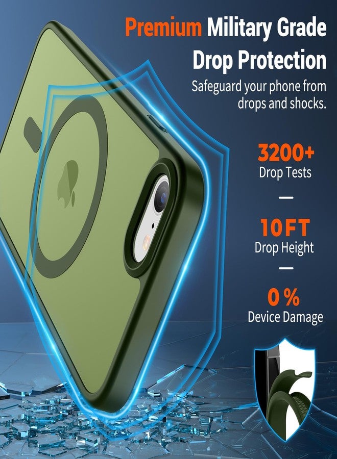 SUPFINE Magnetic for iPhone SE Case 2022 (3rd)/2020 (2nd), iPhone 8 Case (Compatible with MagSafe) (Military Grade Drop Protection) Slim Translucent Matte Phone Case, Cangling Green - Image 3