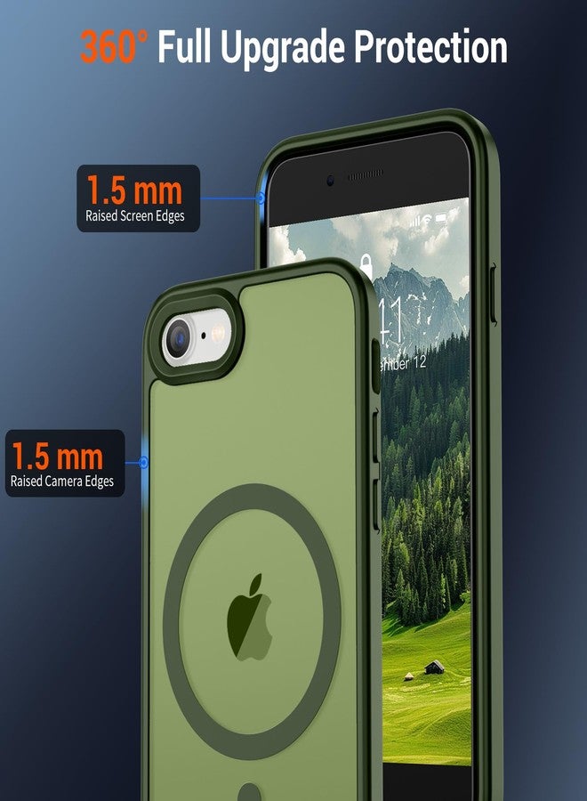 SUPFINE Magnetic for iPhone SE Case 2022 (3rd)/2020 (2nd), iPhone 8 Case (Compatible with MagSafe) (Military Grade Drop Protection) Slim Translucent Matte Phone Case, Cangling Green - Image 4