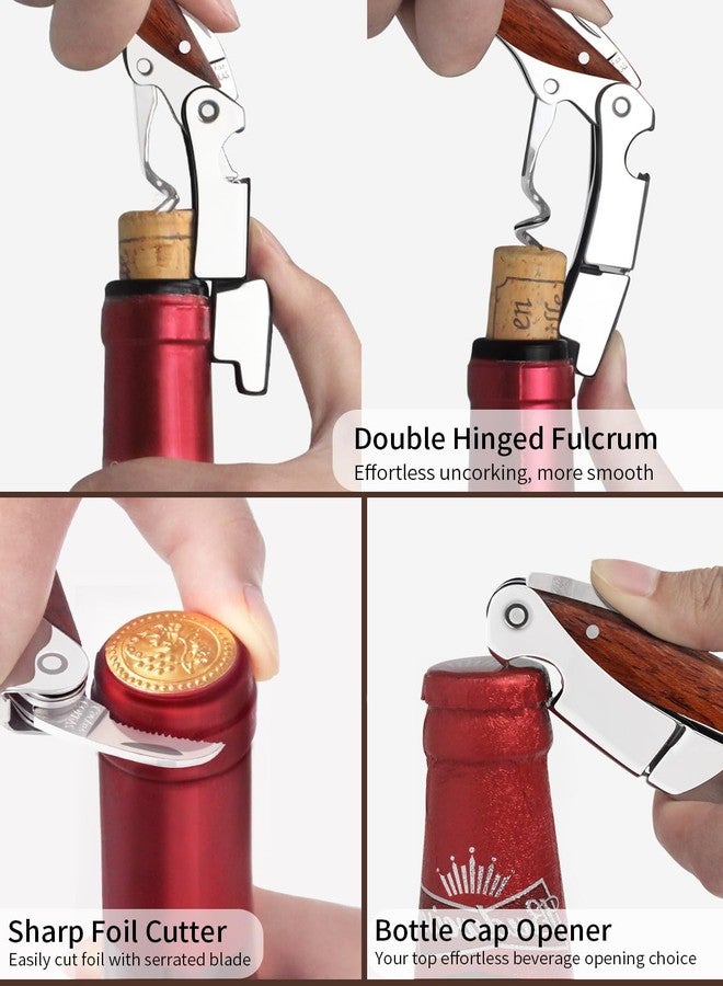 CORKAS Wine Key - CORKAS Prestige Waiter Corkscrew with Rosewood Handle, Handcrafted Wine Opener Manual with Double Hinged, Foil Cutter and Bottle Opener, Ideal Gifts for Sommelier, Bartenders, Servers - Image 2
