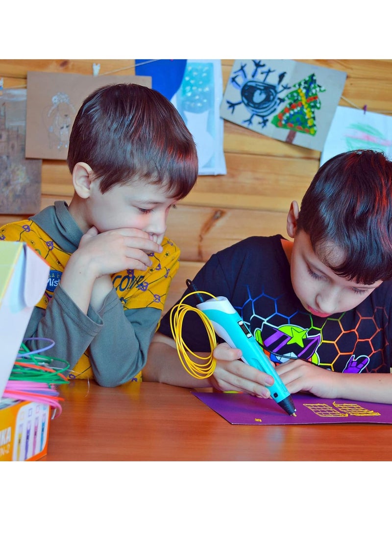 ELTRAZONE 3D Printing Pen Kit for Kids & Adults, Among Us Stencils, 10m PLA/ABS Filament, LCD Display, Precision Craft Tool, Low Temp DIY Art Set, Educational Gift, Christmas Drawing Pen, Creative Toy Blue - Image 4