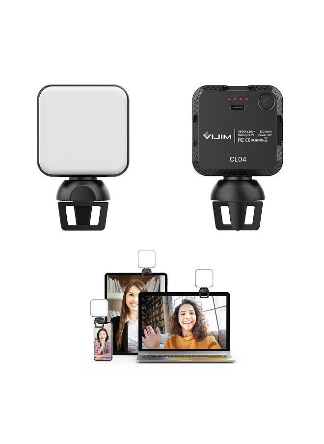 VIJIM - VIJIM LED Video Conference Light Fill Light with Clip 4W 6500K Daylight Brightness Dimmable SOS Mode with Built-in 1200mAh Battery for Laptop Tablet Phone Video Chatting Online Teaching Remote Working - Image 1