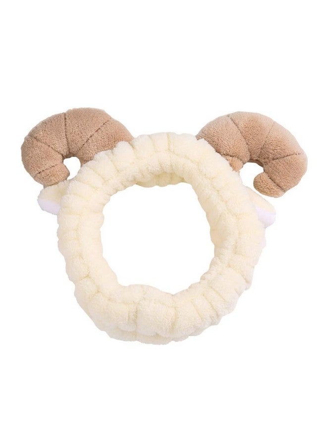 STOBOK Makeup Horn Headband Cartoon Elastic Washing Face Hair Band Cosmetic Shower Plush Hair Accessories - Image 1