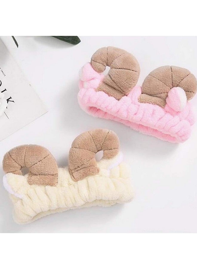 STOBOK Makeup Horn Headband Cartoon Elastic Washing Face Hair Band Cosmetic Shower Plush Hair Accessories - Image 4