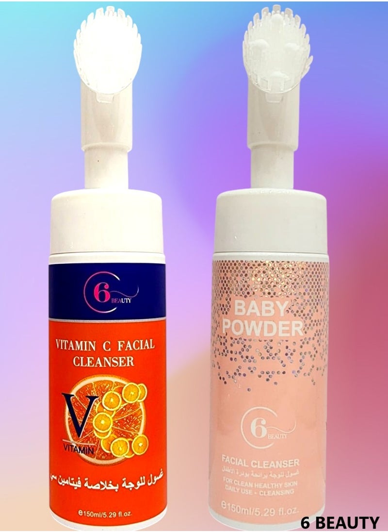 6 BEAUTY Vitamin C Facial Cleanser 150 ml + Baby Powder 150 ml 