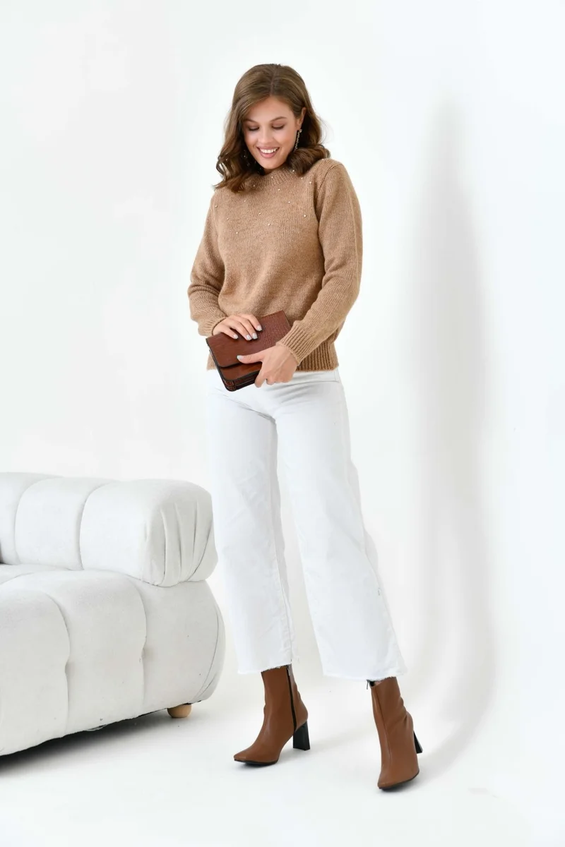 Garmi Women's Beaded Sweater Biscuit