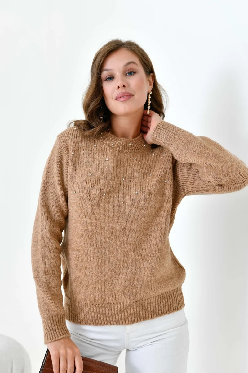 Garmi Women's Beaded Sweater Biscuit