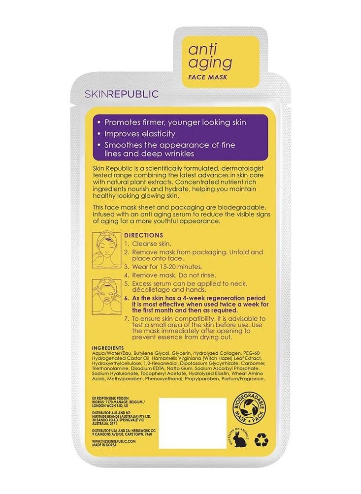 SKIN REPUBLIC Skin Republic Collagen Serum Infusion Anti-Aging and hydrating Face Mask Sheet 25ml - Pack Of 3  - Image 2