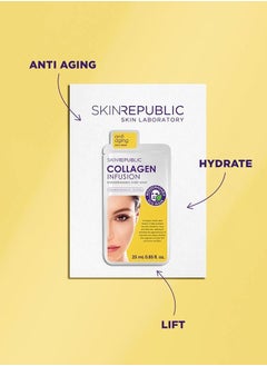 SKIN REPUBLIC Skin Republic Collagen Serum Infusion Anti-Aging and hydrating Face Mask Sheet 25ml - Pack Of 3  - Image 4