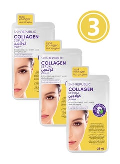 SKIN REPUBLIC Skin Republic Collagen Serum Infusion Anti-Aging and hydrating Face Mask Sheet 25ml - Pack Of 3  - Image 1
