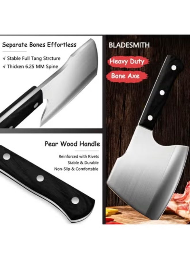 مجموعة سواطير لحمة بأحجام مختلفة – سهلة التقطيع – متينة وعملية للاستخدام المنزلي والجزارين