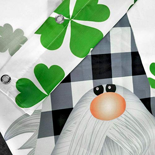 Merchr Happy St Patricks ستارة دش دش أخضر البرسيم Shamrock Leaf Irish Gnome Elf Design Buffalo Check Plaid Decord Close Fabrice Bathrate مع خطافات - Image 3