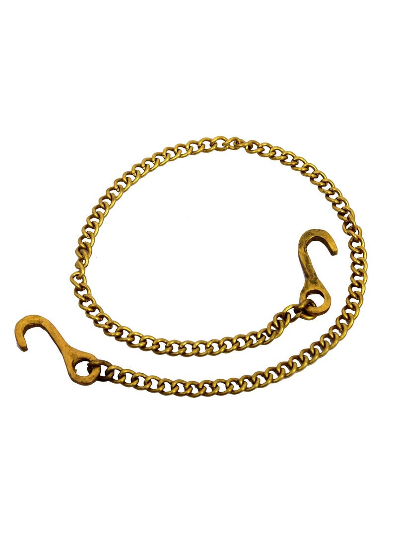 ESPLANADE ESPLANADE Brass Chain with Hooks for Hanging Bell Diya Deepak Bells Length 2 Feet 24 Inches Golden BrassChainSmall  - Image 1