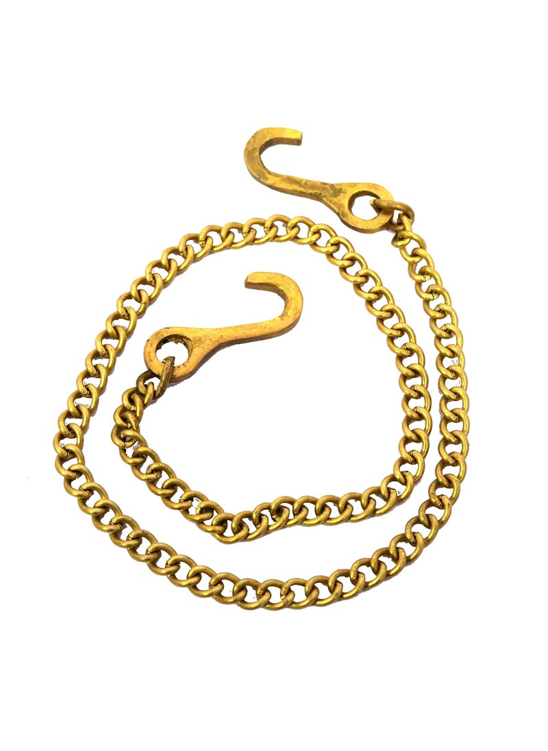 ESPLANADE ESPLANADE Brass Chain with Hooks for Hanging Bell Diya Deepak Bells Length 2 Feet 24 Inches Golden BrassChainSmall  - Image 3