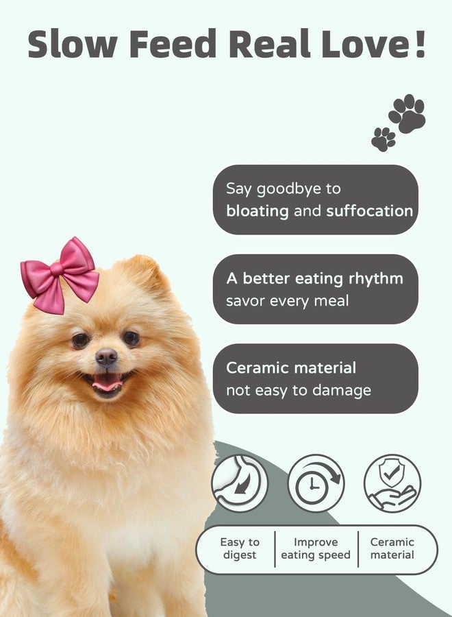 ONTUBE Ceramic 1.5 Cup Slow Feeder Dog Bowl, Slow Feeding Dish for Small & Medium Breeds to Slow Down Eating, Anti-Gulping, Preventing Choking (Grey) - Image 5