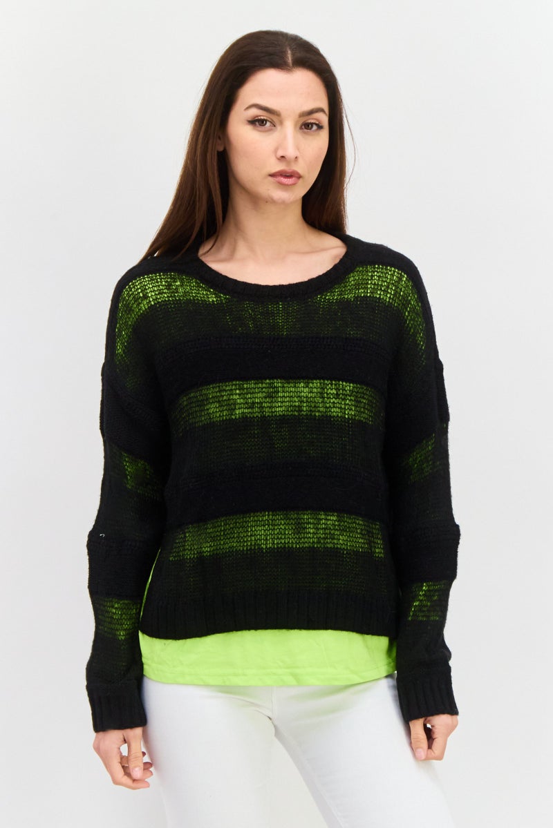 ONLY سويت شيرت نسائي بياقة دائرية وأكمام طويلة، أسود - Image 1