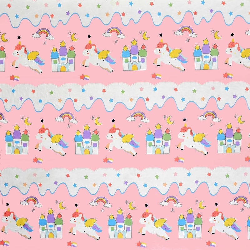 Innovative Edge Glace Cotton Cartoon Printed Elastic Fitted Single Bedsheet for Kids with 1 Pillow Cover Size 48x72 Pink Unicorn - Image 3