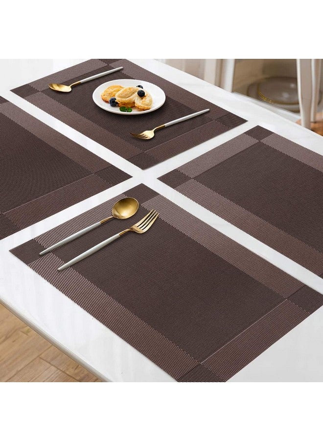 P-PLUS INTERNATIONAL Washable PVC Vinyl Heat Resistant Dinner Table Mats Placement Easy to Wash Cleaning Both Side Usable - Set of 6 (Brown) - Image 2