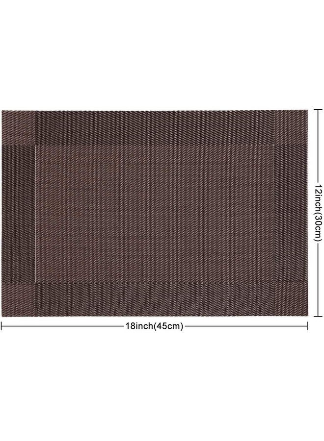 P-PLUS INTERNATIONAL Washable PVC Vinyl Heat Resistant Dinner Table Mats Placement Easy to Wash Cleaning Both Side Usable - Set of 6 (Brown) - Image 4