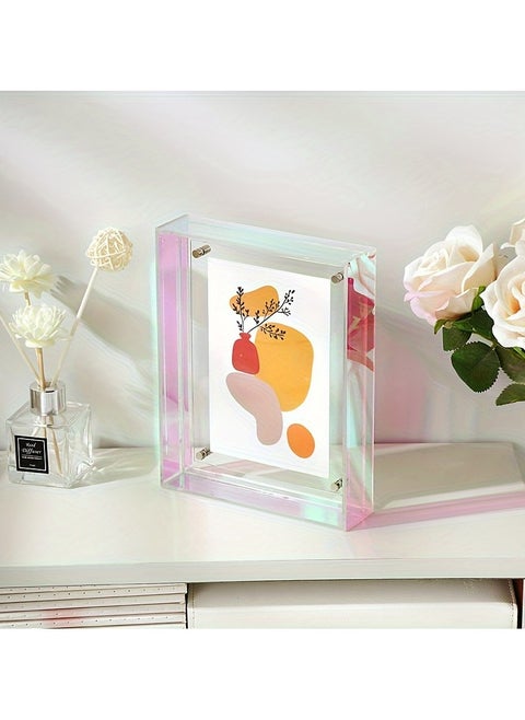 1pc Classic Vertical Acrylic Photo Frame Set - Stunning Tabletop Display, Oblong Transparent Frames for Wall Art, Certificates & Posters with Easy Setup and Durable Construction(Multicolored,19 x 15 CM)