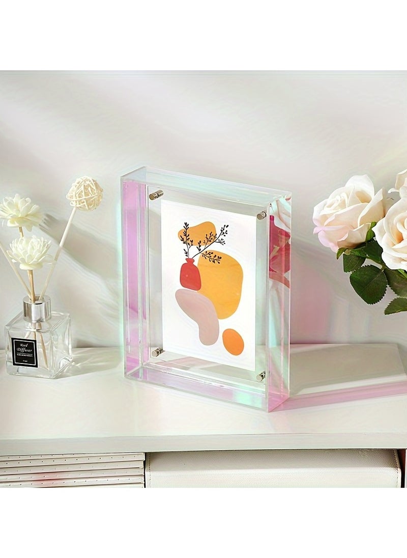 JiFENG - 1pc Classic Vertical Acrylic Photo Frame Set - Stunning Tabletop Display, Oblong Transparent Frames for Wall Art, Certificates & Posters with Easy Setup and Durable Construction(Multicolored,19 x 15 CM) - Image 1