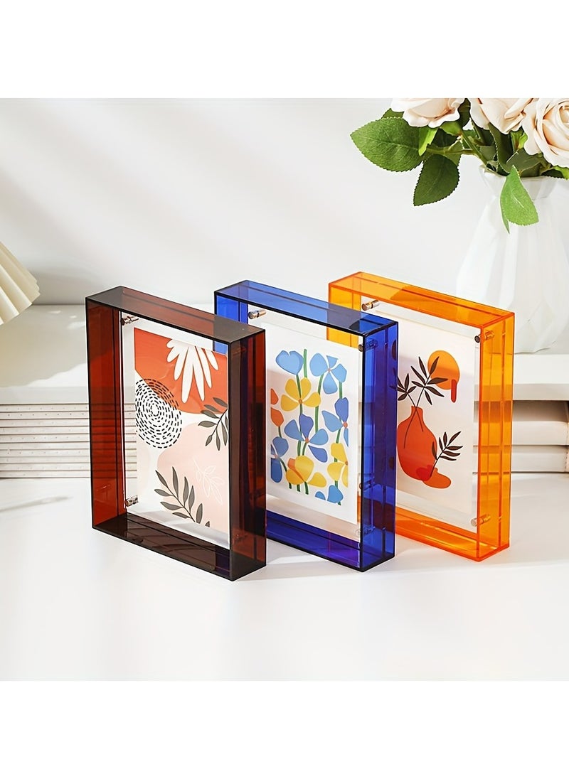 JiFENG - 1pc Classic Vertical Acrylic Photo Frame Set - Stunning Tabletop Display, Oblong Transparent Frames for Wall Art, Certificates & Posters with Easy Setup and Durable Construction(Multicolored,19 x 15 CM) - Image 1