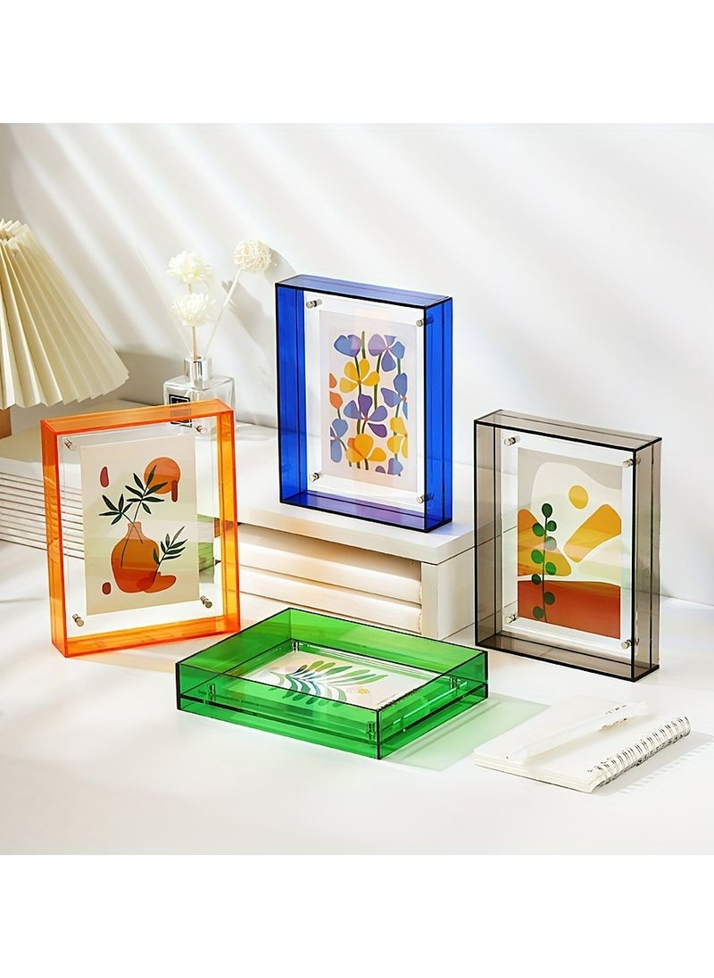 JiFENG - 1pc Classic Vertical Acrylic Photo Frame Set - Stunning Tabletop Display, Oblong Transparent Frames for Wall Art, Certificates & Posters with Easy Setup and Durable Construction(Multicolored,19 x 15 CM) - Image 1