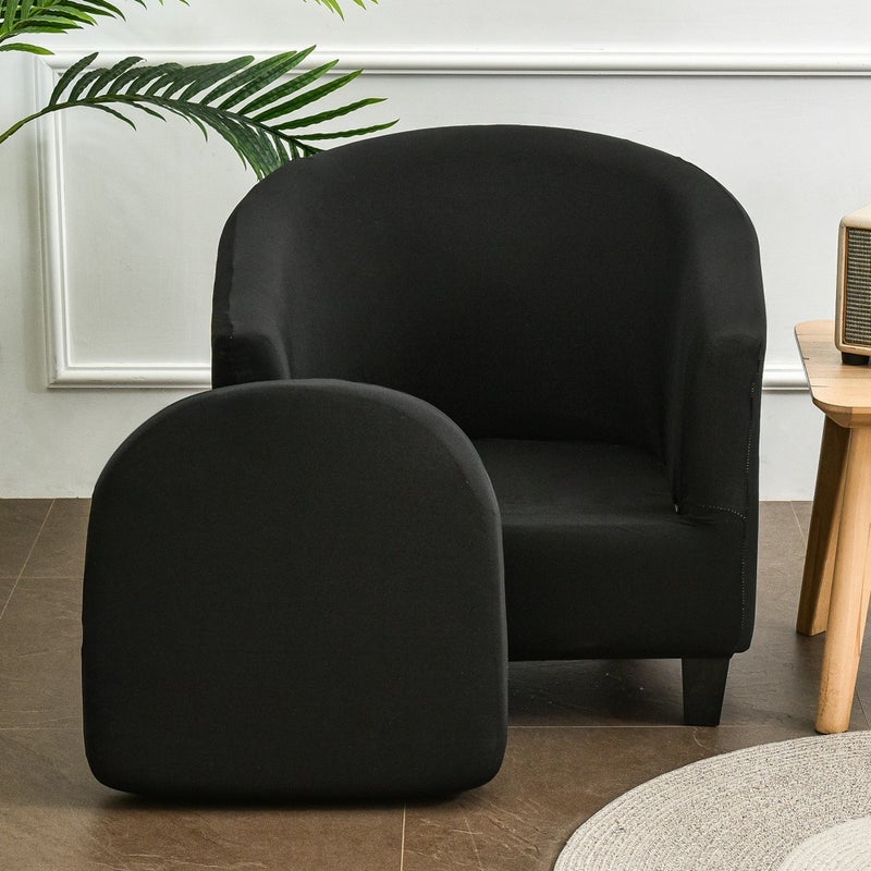 Ai Zun Solid Color Single Club Chair Cover Sofa Cover Full Protection Cover Half Round Bathtub American Style Sofa Cover Cushion - Image 1