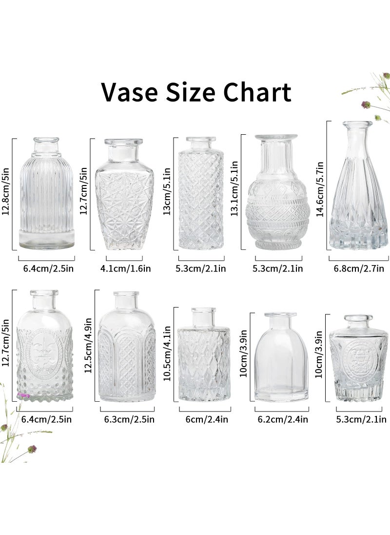 INFTYLE Glass Vase Bud Vase in Bulk Set of 12 Small Vintage Flower Bottle Petite Glass Flower Vase for Floral Arrangements  Decorative Centerpiece Table Decor Home Wedding Party  - Image 5