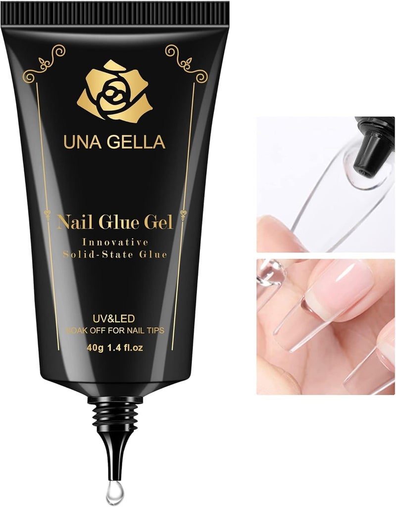 UNA GELLA Gel Nail Glue, Solid Nails Gl ue Gel 40g Lamp Curing Needed Soak Off G LUE Strong Nail G LUE G el for Acrylic Fake Nails Tips Extension Press On Nails for Gelly Tips - Image 2
