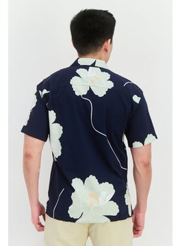 Jack Jones Men Relaxed Fit Floral Print Short Sleeves Casual Shirt, Navy Combo  - Image 3