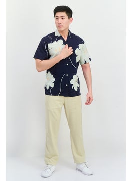 Jack Jones Men Relaxed Fit Floral Print Short Sleeves Casual Shirt, Navy Combo  - Image 4