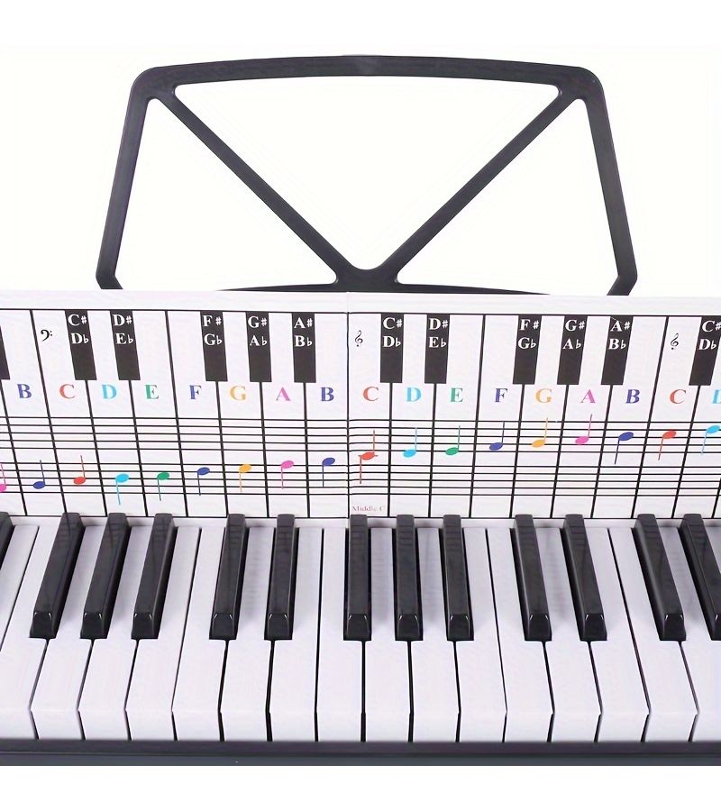 88 Key Piano Fingering Practice Sheet Guide Card For Electronic Organ Music Staff - Image 1