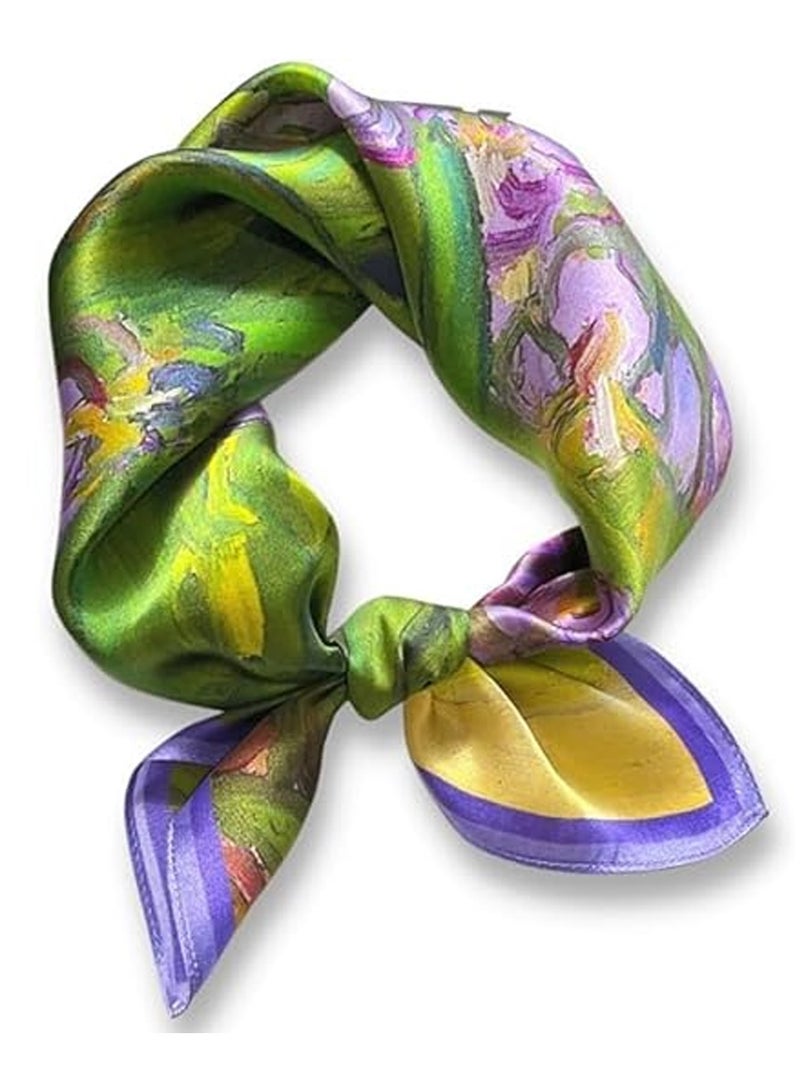 SOLARAE 100% Mulberry Silk Neck Scarf 21"x21" Small Square Scarfs for Women, Silk Bandana, Square Silk Scarf for Women, Bag Handle Scarf - Image 1