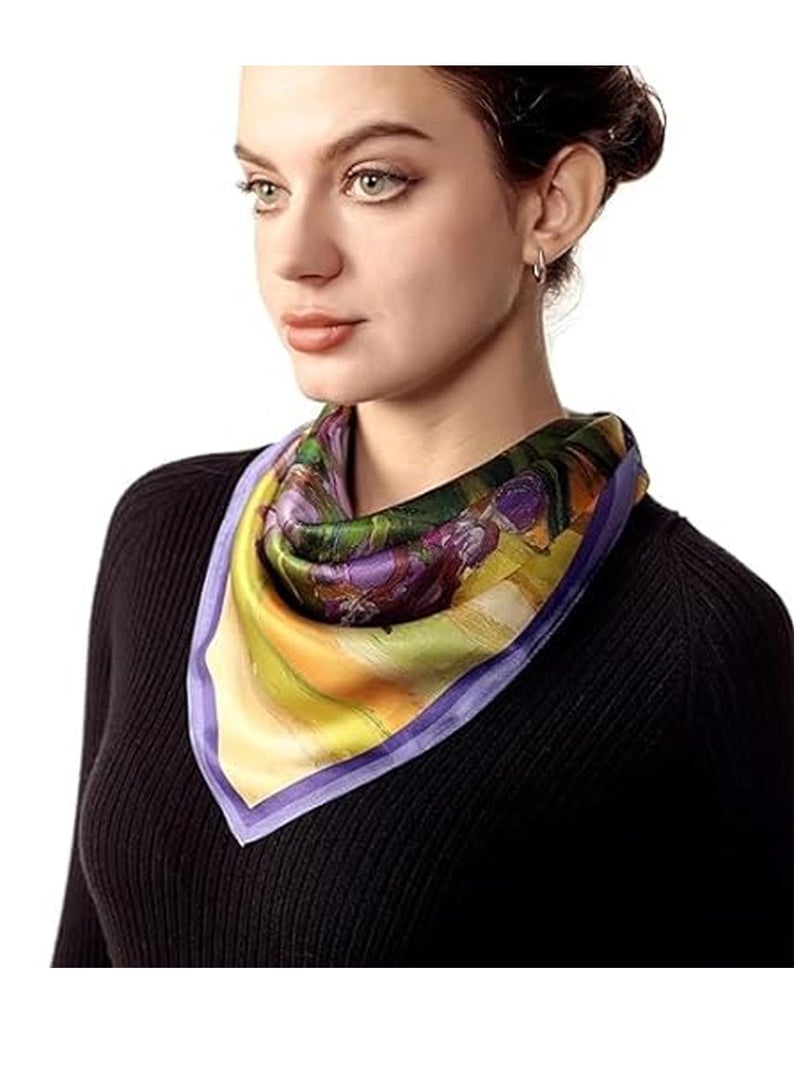 SOLARAE 100% Mulberry Silk Neck Scarf 21"x21" Small Square Scarfs for Women, Silk Bandana, Square Silk Scarf for Women, Bag Handle Scarf - Image 3