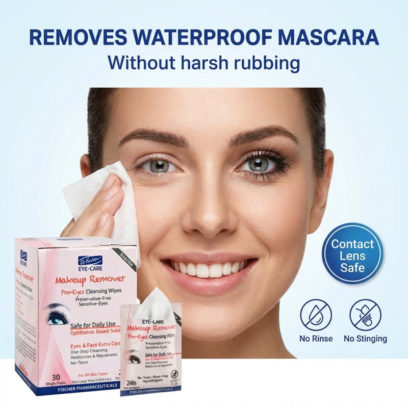 Dr. Fischer Eyelid & Lash Makeup Remover Wipes â€“ Preservative & Alcohol-Free, Ophthalmologist Tested, Gentle for Sensitive Eyes with Chamomile & Niacinamide - Image 2