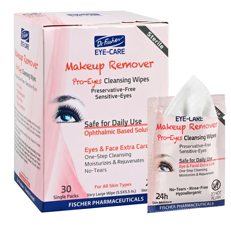 Dr. Fischer Eyelid & Lash Makeup Remover Wipes â€“ Preservative & Alcohol-Free, Ophthalmologist Tested, Gentle for Sensitive Eyes with Chamomile & Niacinamide - Image 1
