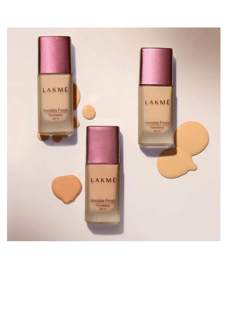 LAKME - Lakme Invisible Finish SPF 8 Liquid Foundation  Shade 01  Ultra Light Water Based Face Makeup for Glowing Skin  Full Coverage  Natural Finish  25 ml - Image 1