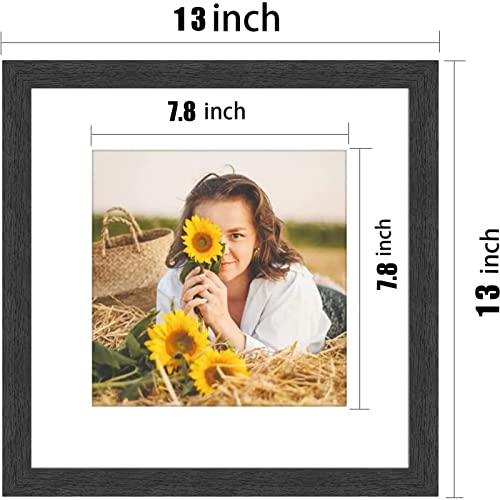 VMUZEDER 12x12 Picture Frame Rustic Black Wood Set of 6,Display Square Pictures 8x8 with Mat or 12x12 Without Mat,Multi Photo Frames Collage for Wall - Gallery Wall Frame Set - Image 2
