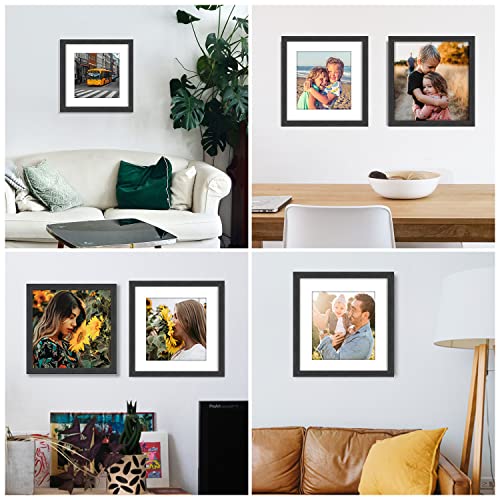 VMUZEDER 12x12 Picture Frame Rustic Black Wood Set of 6,Display Square Pictures 8x8 with Mat or 12x12 Without Mat,Multi Photo Frames Collage for Wall - Gallery Wall Frame Set - Image 5